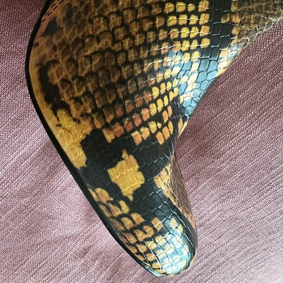 Steve Madden | Size 6.5 Pixie Yellow Snake Skin Mid-Calf Booties Block Heel