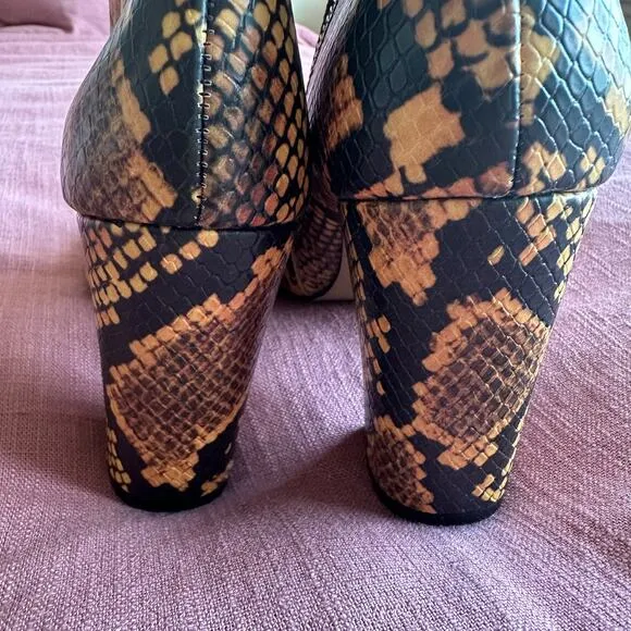 Steve Madden | Size 6.5 Pixie Yellow Snake Skin Mid-Calf Booties Block Heel