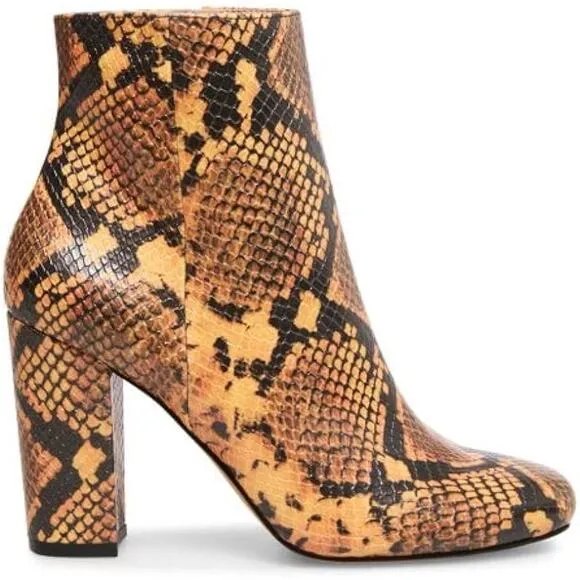 Steve Madden | Size 6.5 Pixie Yellow Snake Skin Mid-Calf Booties Block Heel