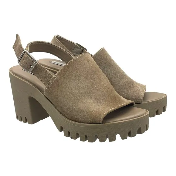 Steve Madden Sunnyside Lug Sole Suede Y2k Sandals Womens Size 8.5 M Block Heel