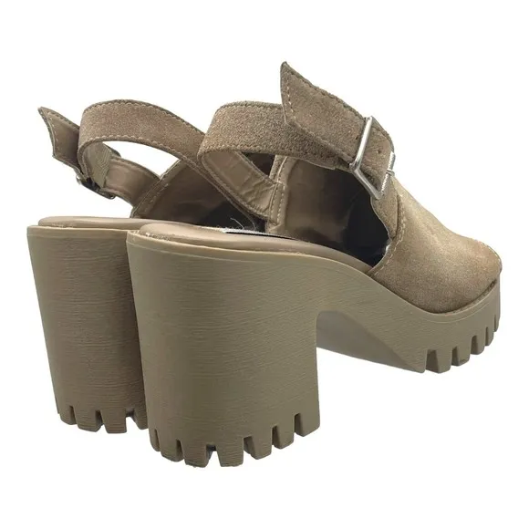 Steve Madden Sunnyside Lug Sole Suede Y2k Sandals Womens Size 8.5 M Block Heel