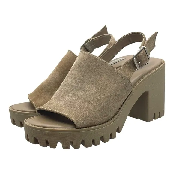 Steve Madden Sunnyside Lug Sole Suede Y2k Sandals Womens Size 8.5 M Block Heel