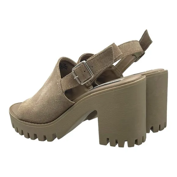 Steve Madden Sunnyside Lug Sole Suede Y2k Sandals Womens Size 8.5 M Block Heel