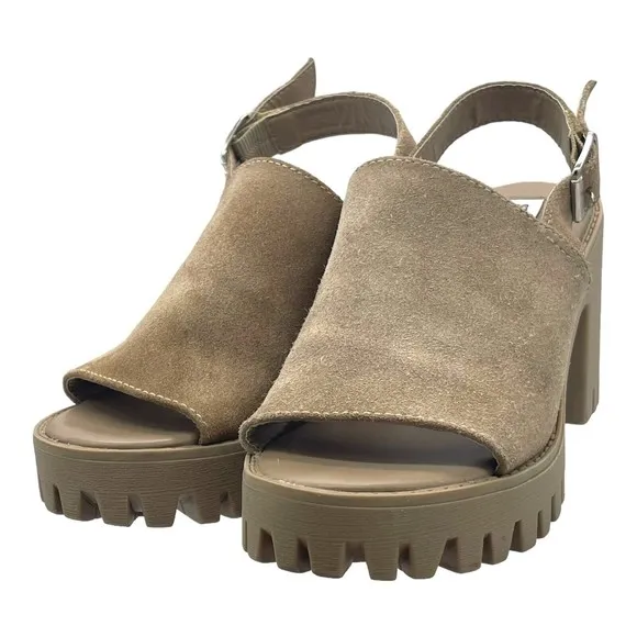 Steve Madden Sunnyside Lug Sole Suede Y2k Sandals Womens Size 8.5 M Block Heel