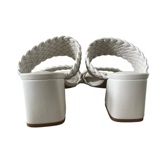 Steve Madden Tangle Off White Woven Block Heel Sandals Size 9