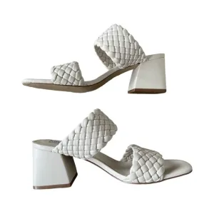 Steve Madden Tangle Off White Woven Block Heel Sandals Size 9