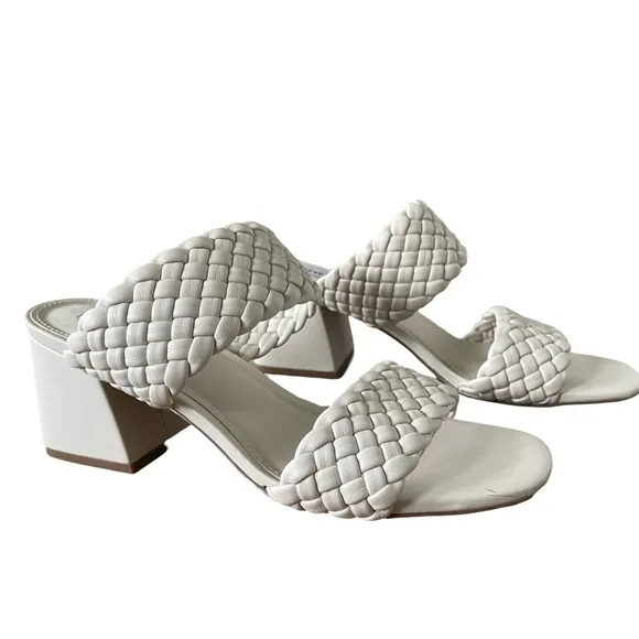 Steve Madden Tangle Off White Woven Block Heel Sandals Size 9