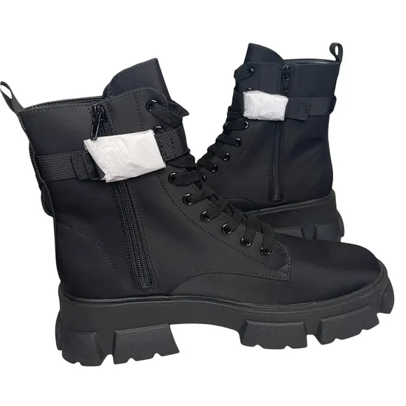 Steve Madden Thora-P Black Combat Boots