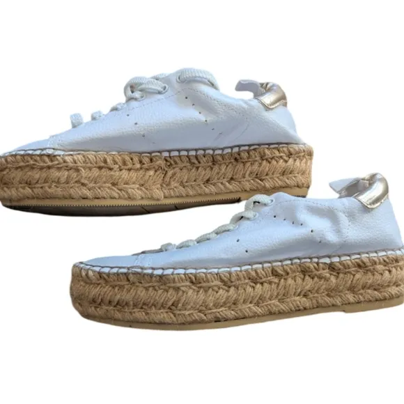 Steve Madden White Leather Platform Espadrille Sneakers Size 6