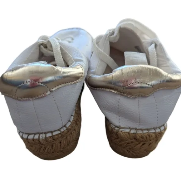 Steve Madden White Leather Platform Espadrille Sneakers Size 6