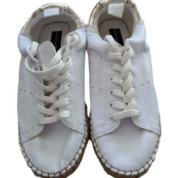 Steve Madden White Leather Platform Espadrille Sneakers Size 6