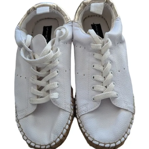 Steve Madden White Leather Platform Espadrille Sneakers Size 6