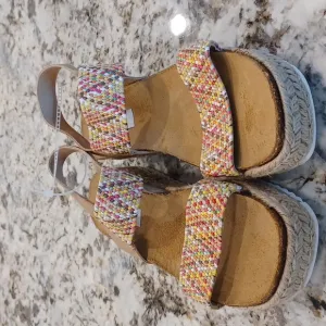 Steve Madden Woven Straw Platform Sandals Womens Sz 8 Jaklin Slingback Open Toe