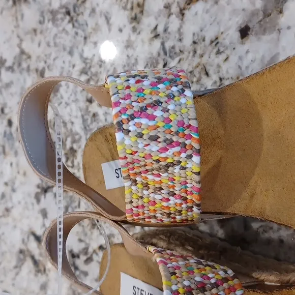 Steve Madden Woven Straw Platform Sandals Womens Sz 8 Jaklin Slingback Open Toe