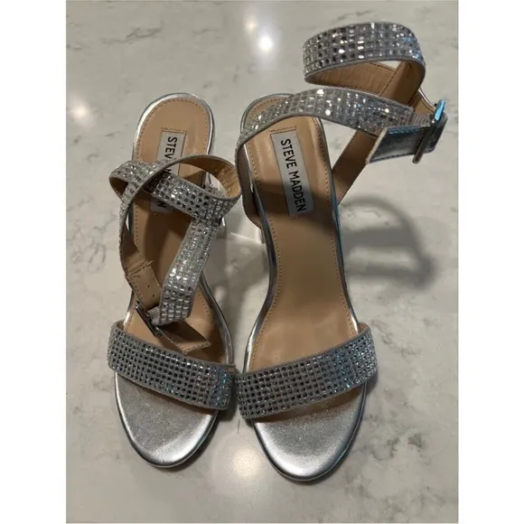 Steve Madden Yaha Clear Heel Rhinestone Sandal