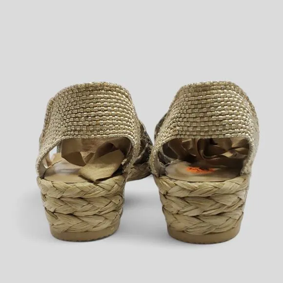 Stuart Weitzman Animal Print Woven Tie Espridrille Sandals Sz 8.5 Balletcore