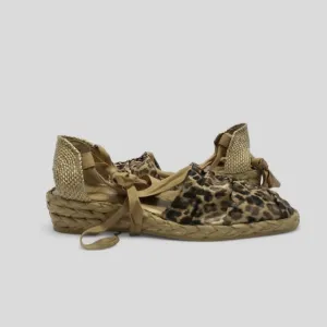 Stuart Weitzman Animal Print Woven Tie Espridrille Sandals Sz 8.5 Balletcore