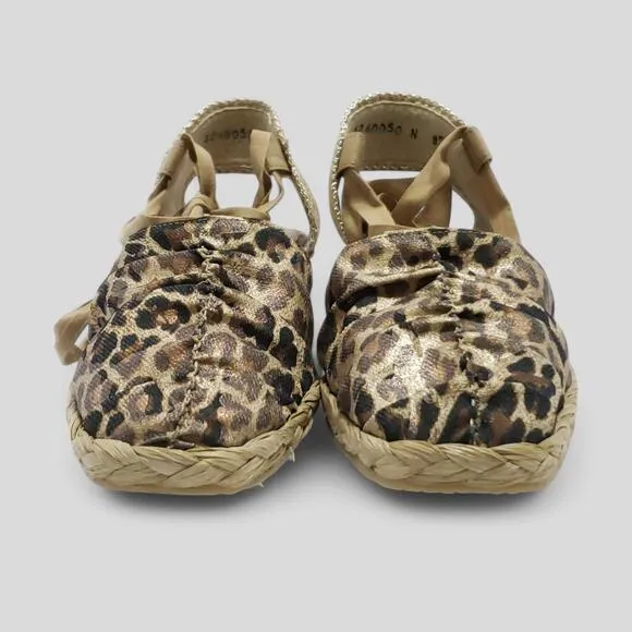 Stuart Weitzman Animal Print Woven Tie Espridrille Sandals Sz 8.5 Balletcore