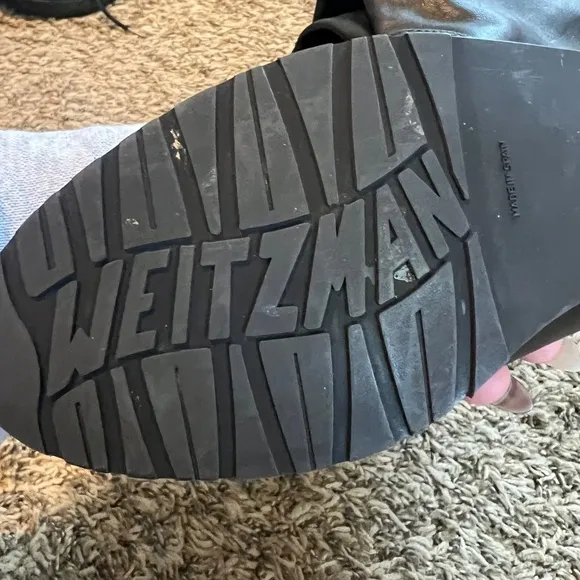 Stuart Weitzman black leather pull on zip mid calf boots size 6.5