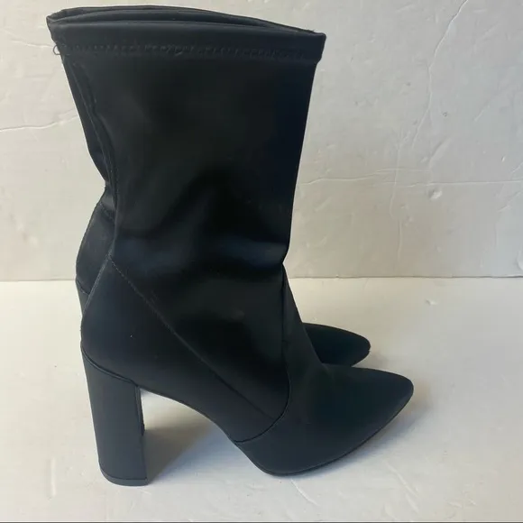 Stuart Weitzman Black Satin Cling Sock Boots Size 5