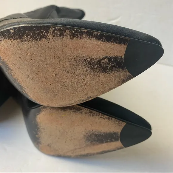 Stuart Weitzman Black Satin Cling Sock Boots Size 5