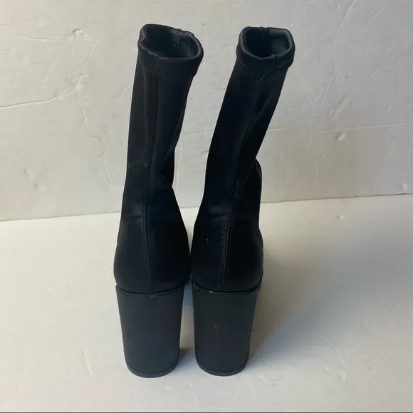 Stuart Weitzman Black Satin Cling Sock Boots Size 5