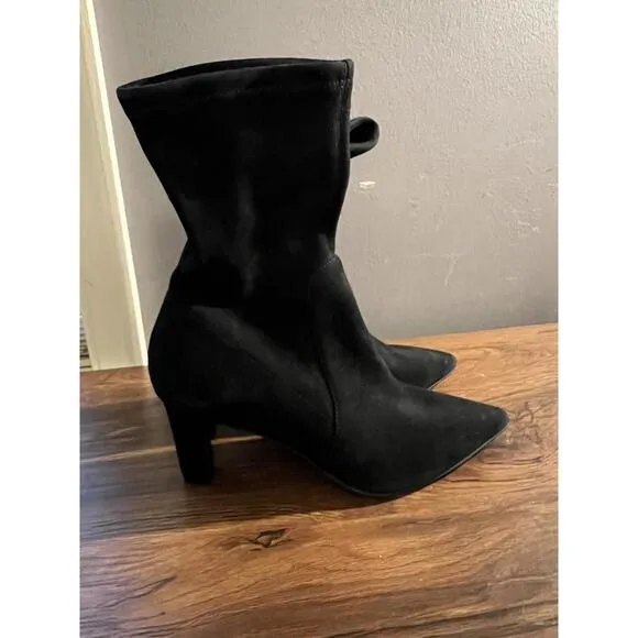 Stuart Weitzman Brandie 75 Booties Pull On Black Suede 3'' Heel US sz 6 $695