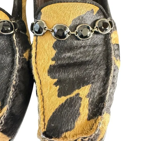 Stuart Weitzman Calf Hair Leather Womens Driving Loafers Size 8.5M
