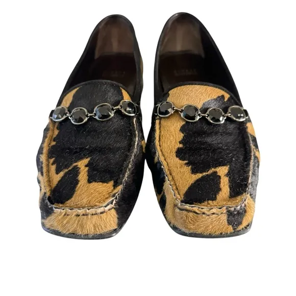 Stuart Weitzman Calf Hair Leather Womens Driving Loafers Size 8.5M
