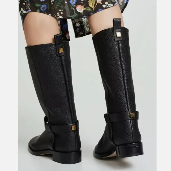 Stuart Weitzman Casey Pebbled Leather Riding Boots