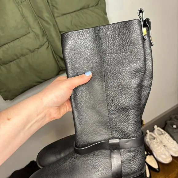 Stuart Weitzman Casey Pebbled Leather Riding Boots