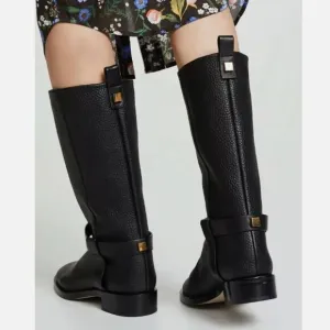 Stuart Weitzman Casey Pebbled Leather Riding Boots