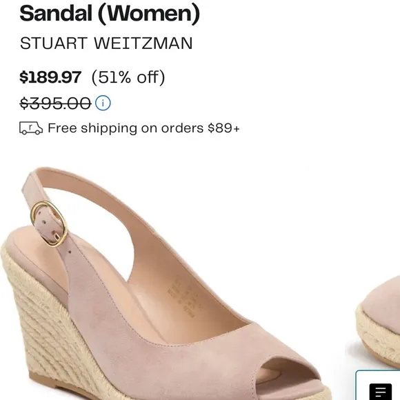 STUART WEITZMAN Jean Espadrille Platform WedgeSandal Women size 8.5