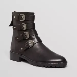 Stuart Weitzman Jitterbug Black Moto Ankle Boots