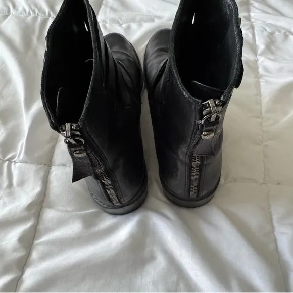 Stuart Weitzman Jitterbug Black Moto Ankle Boots
