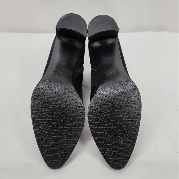 Stuart Weitzman Lofty Black Suede Block Heels Annkle Boots size 7.5 M