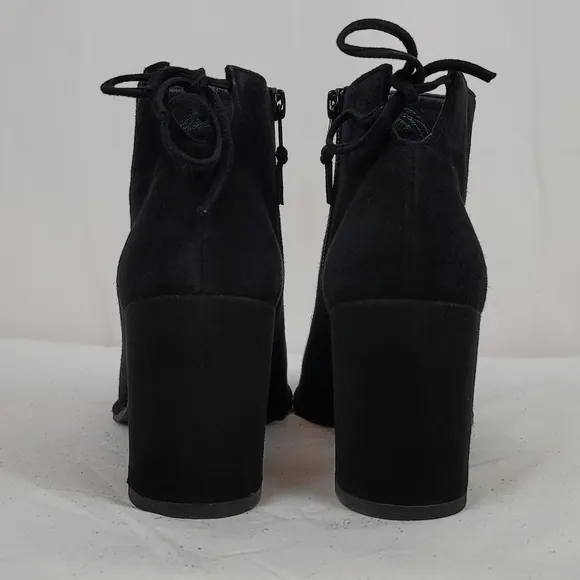 Stuart Weitzman Lofty Black Suede Block Heels Annkle Boots size 7.5 M