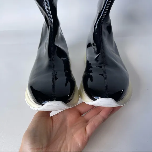Stuart Weitzman Margo Patent Leather Sock Rain Booties High Top Sneakers
