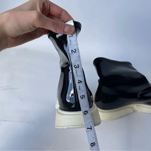 Stuart Weitzman Margo Patent Leather Sock Rain Booties High Top Sneakers