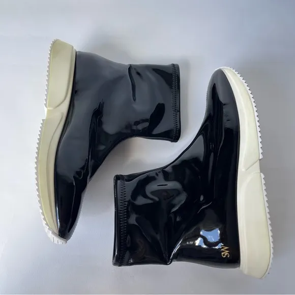 Stuart Weitzman Margo Patent Leather Sock Rain Booties High Top Sneakers