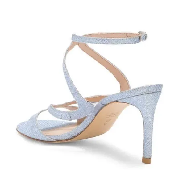 Stuart Weitzman Mariposa 80 Open Toe Sandals Metallic Periwinkle Size 5.5