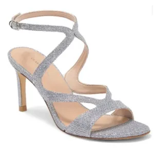Stuart Weitzman Mariposa 80 Open Toe Sandals Metallic Silver Size 10