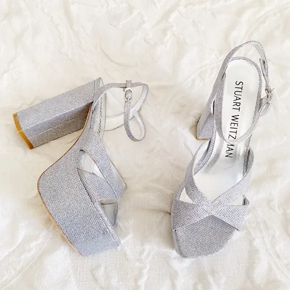 Stuart Weitzman Miami Embellished Platform Sandals Size 8.5