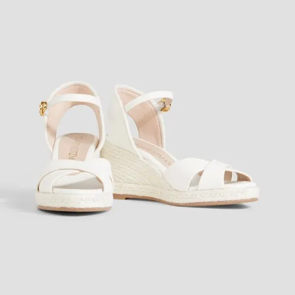 STUART WEITZMAN Mirela Canvas Wedge Espadrilles In White