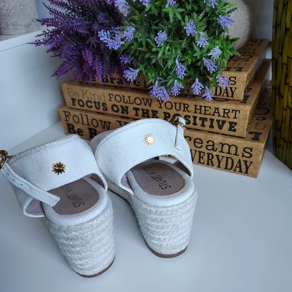 STUART WEITZMAN Mirela Canvas Wedge Espadrilles In White