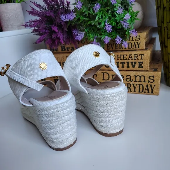 STUART WEITZMAN Mirela Canvas Wedge Espadrilles In White
