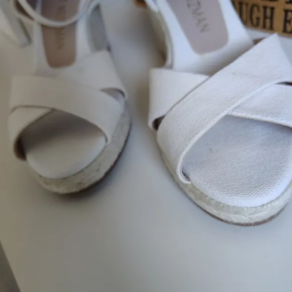 STUART WEITZMAN Mirela Canvas Wedge Espadrilles In White
