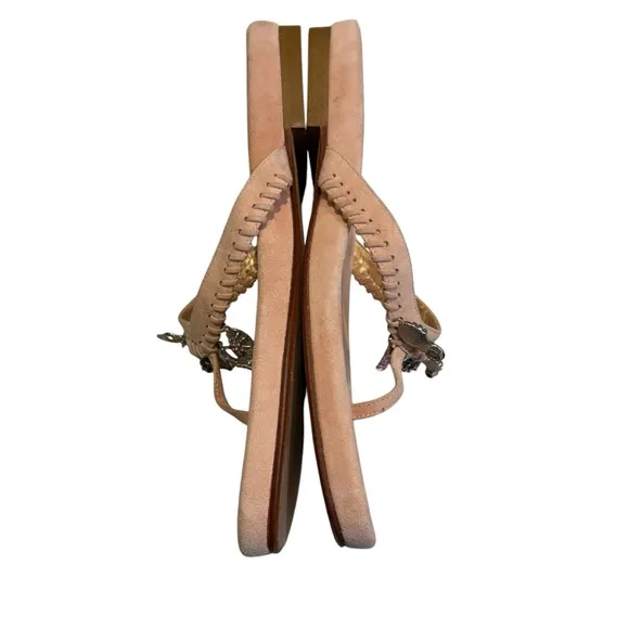 STUART WEITZMAN Pink Suede Thong Charm, Sz 8