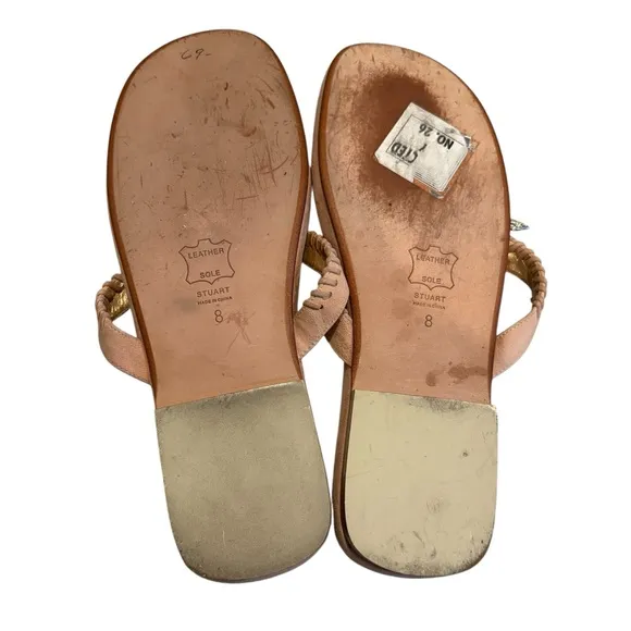 STUART WEITZMAN Pink Suede Thong Charm, Sz 8