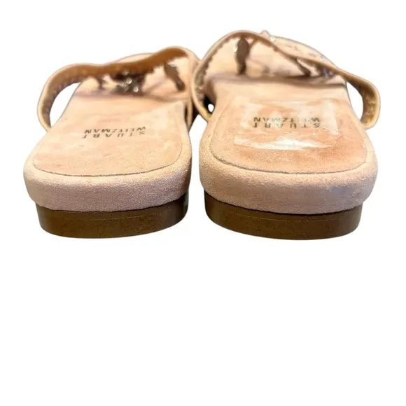 STUART WEITZMAN Pink Suede Thong Charm, Sz 8